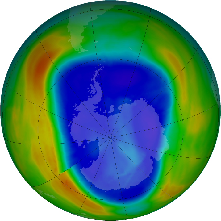 Antarctic ozone map for 02 September 2007
